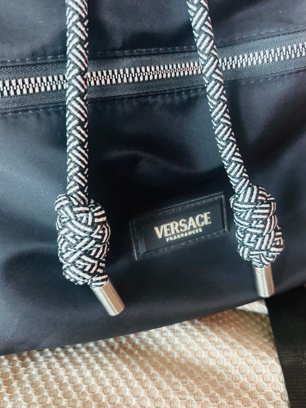 NIB- Versace Black Drawstring Backpack with Contrast Rope - Picture 3 of 7